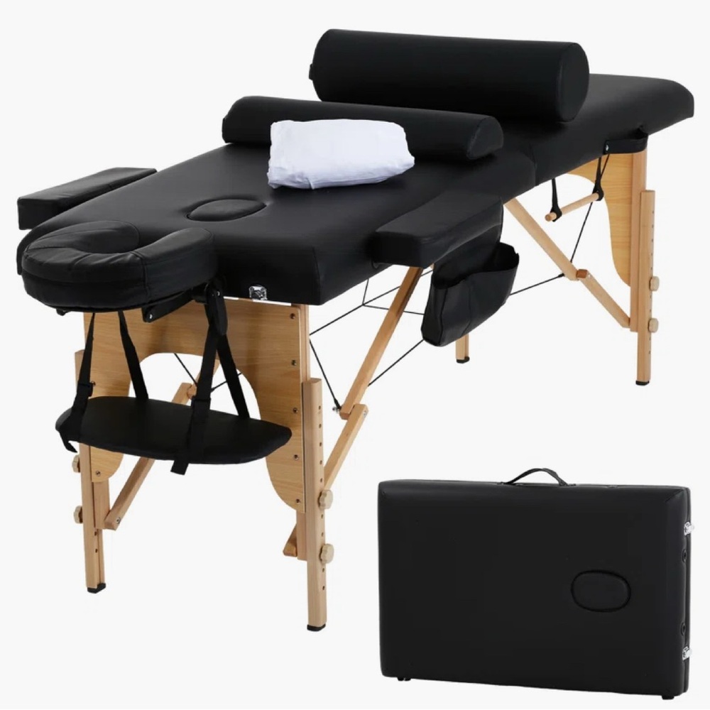Portable Black Massage Table with Accessories